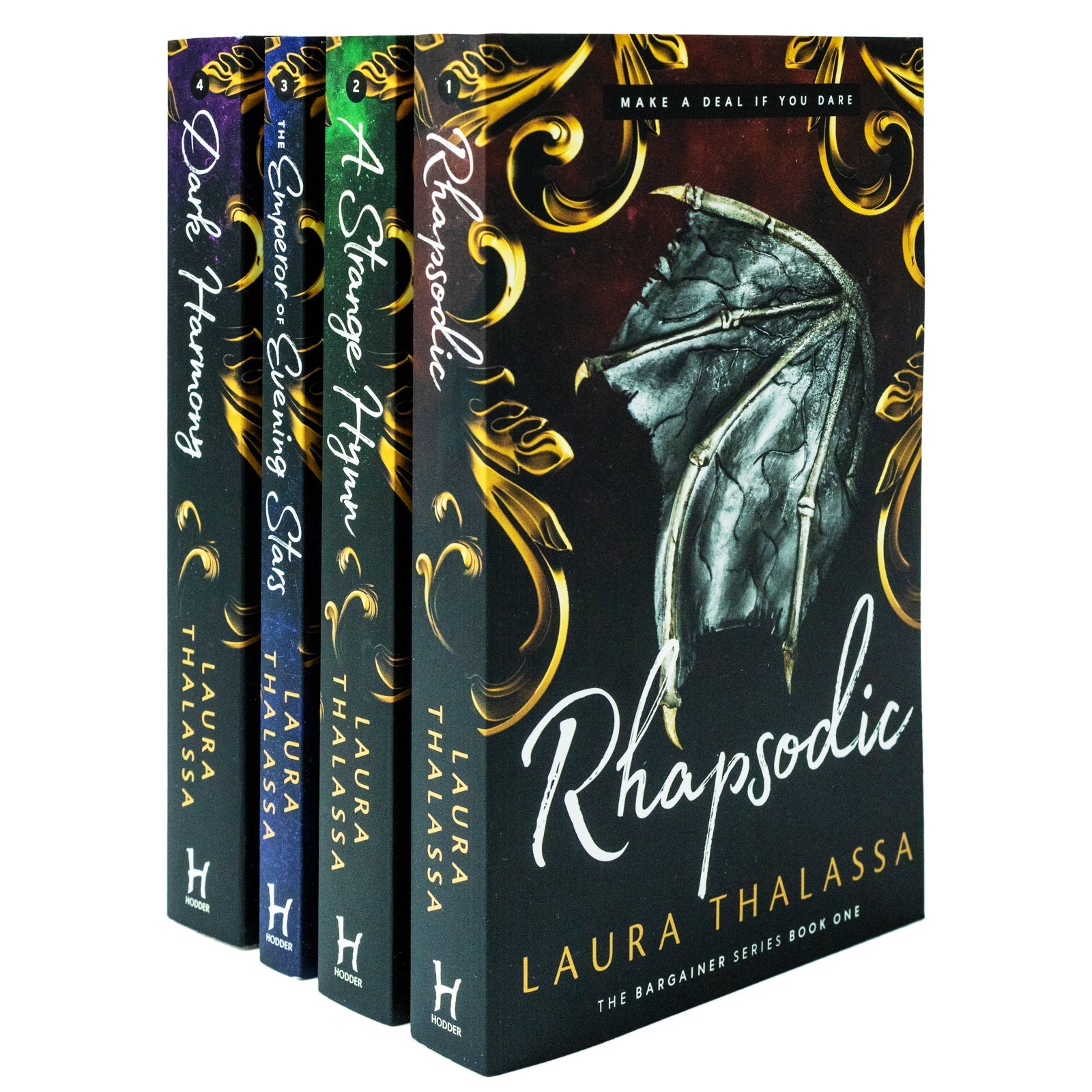 The Bargainer Series 4 Books Collection Set by Laura Thalassa: Rhapsodic, A Strange Hymn, The Emperor of Evening Stars & Dark Harmony