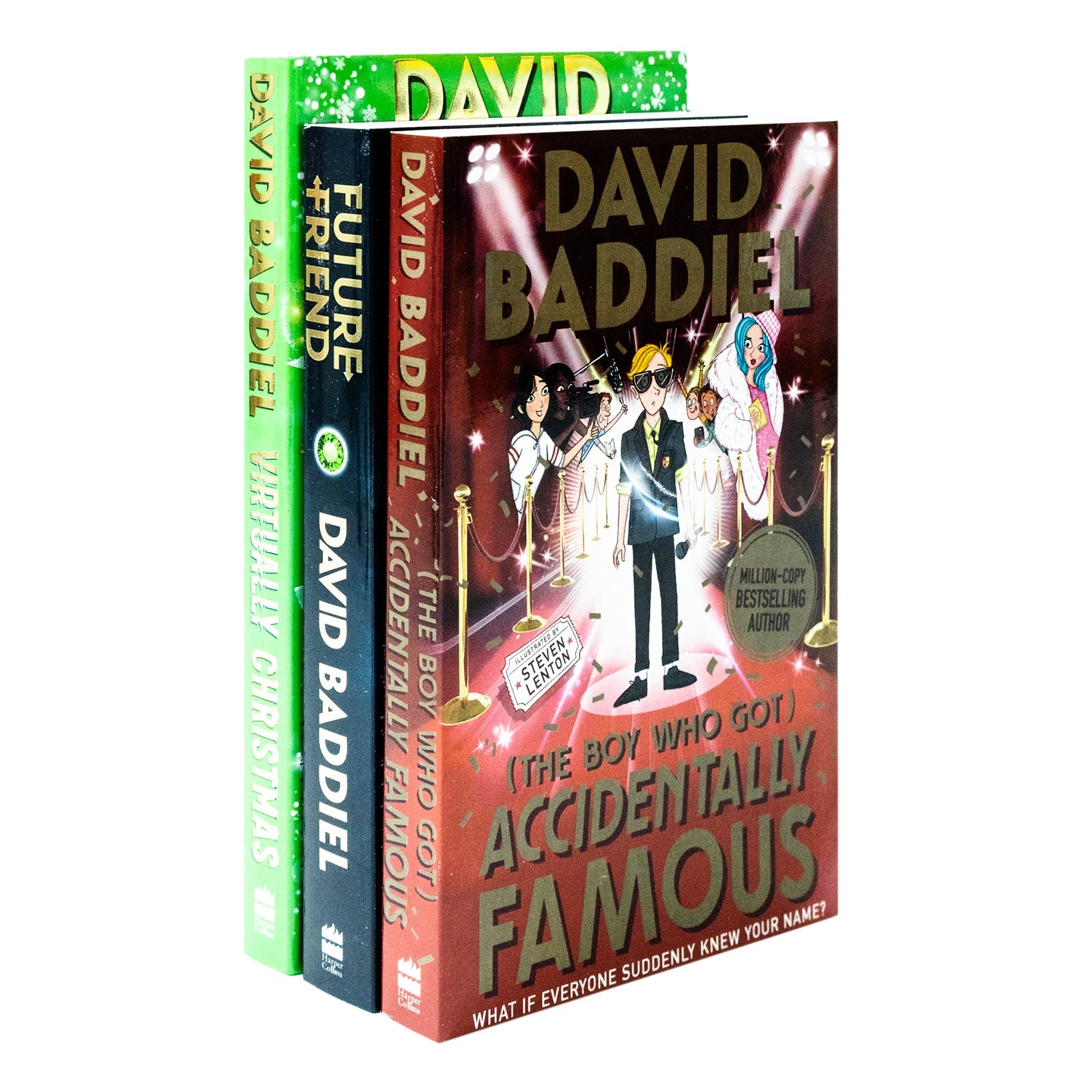 David Baddiel 3-Book Collection Set | The Boy Who Got Accidentally Famous, Future Friend, Virtually Christmas | Funny Kids Stories & Imaginative Fun