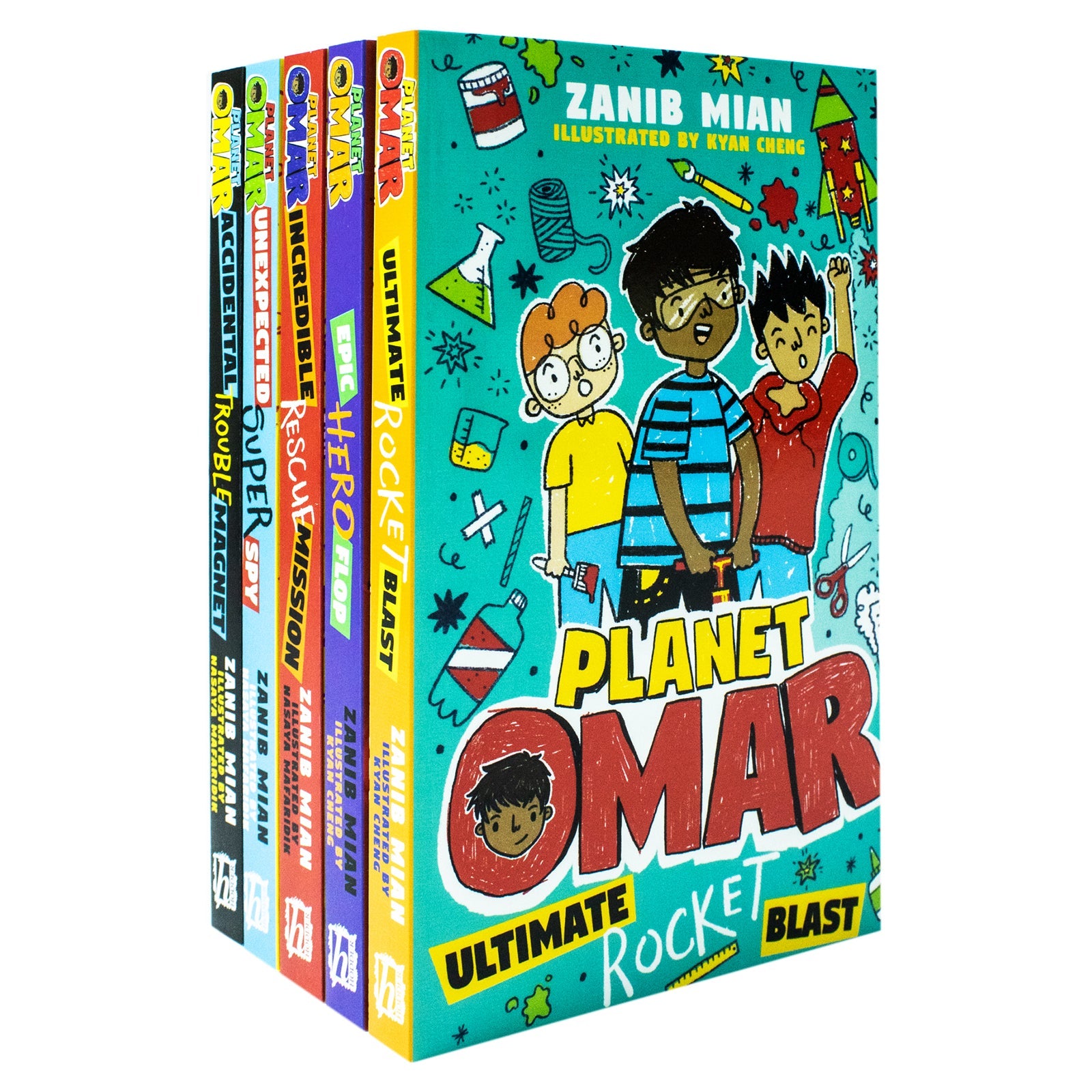 Planet Omar 5 Books Box Set By Zanib Mian(Rocket Blast,Hero Flop,Rescue Mission,Super Spy,Trouble Magnet)
