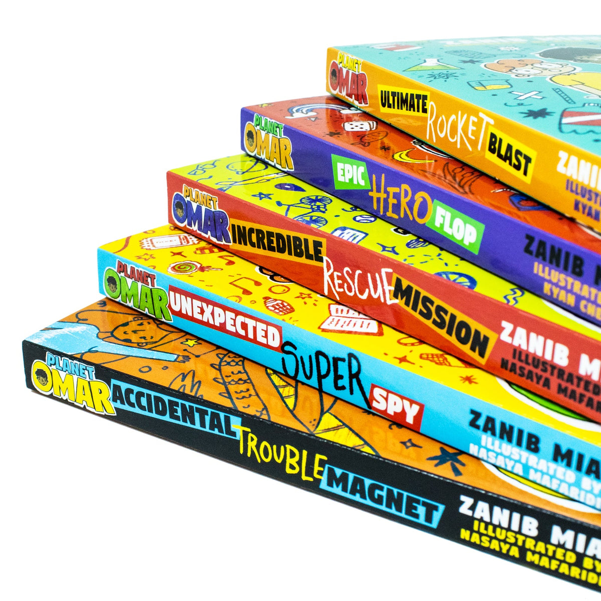 Planet Omar 5 Books Box Set By Zanib Mian(Rocket Blast,Hero Flop,Rescue Mission,Super Spy,Trouble Magnet)