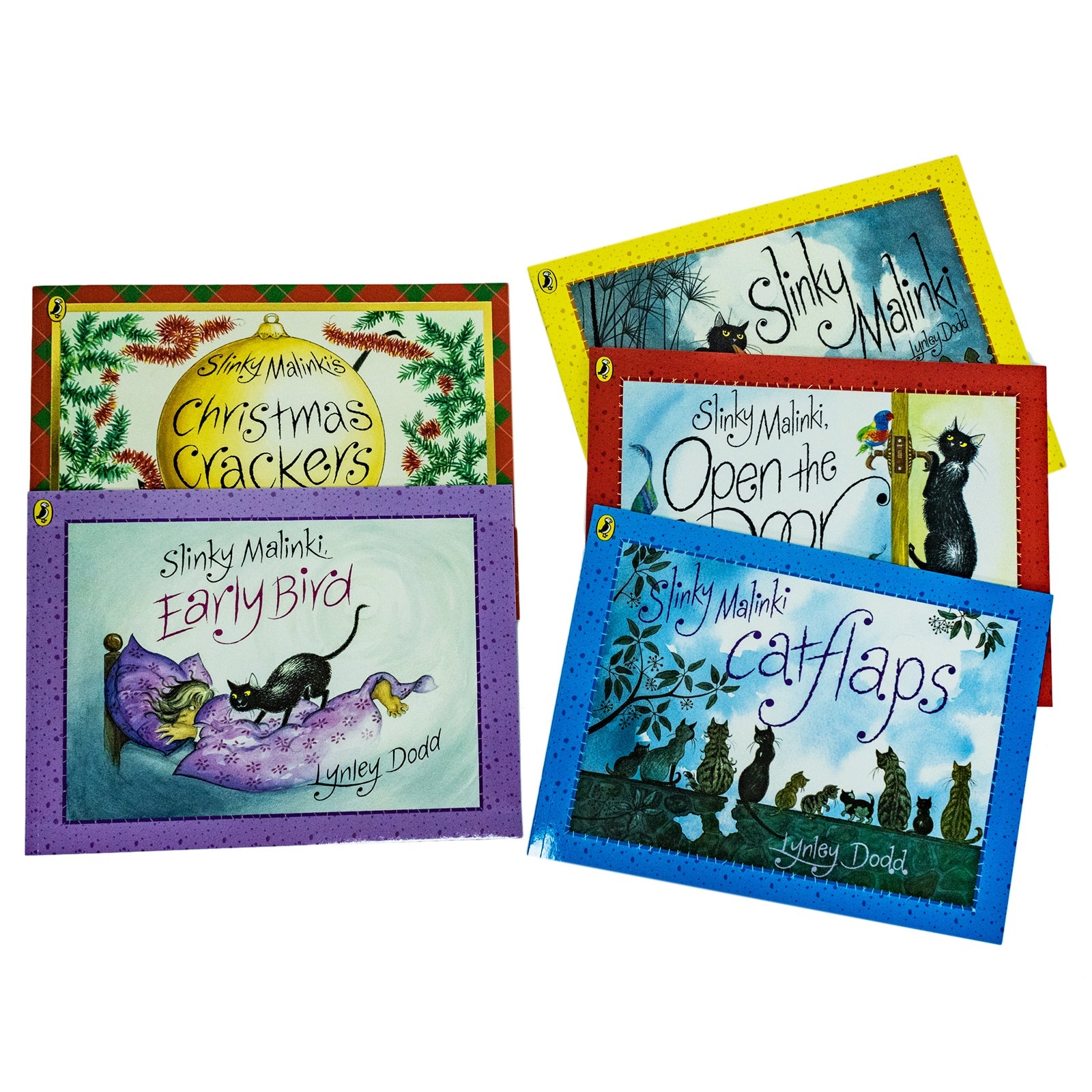 Lynley Dodd 5 Paperback Book Collection | Slinky Malinki, Hairy Maclary & Friends | Funny Illustrated Picture Books for Kids, Bedtime & Read Aloud