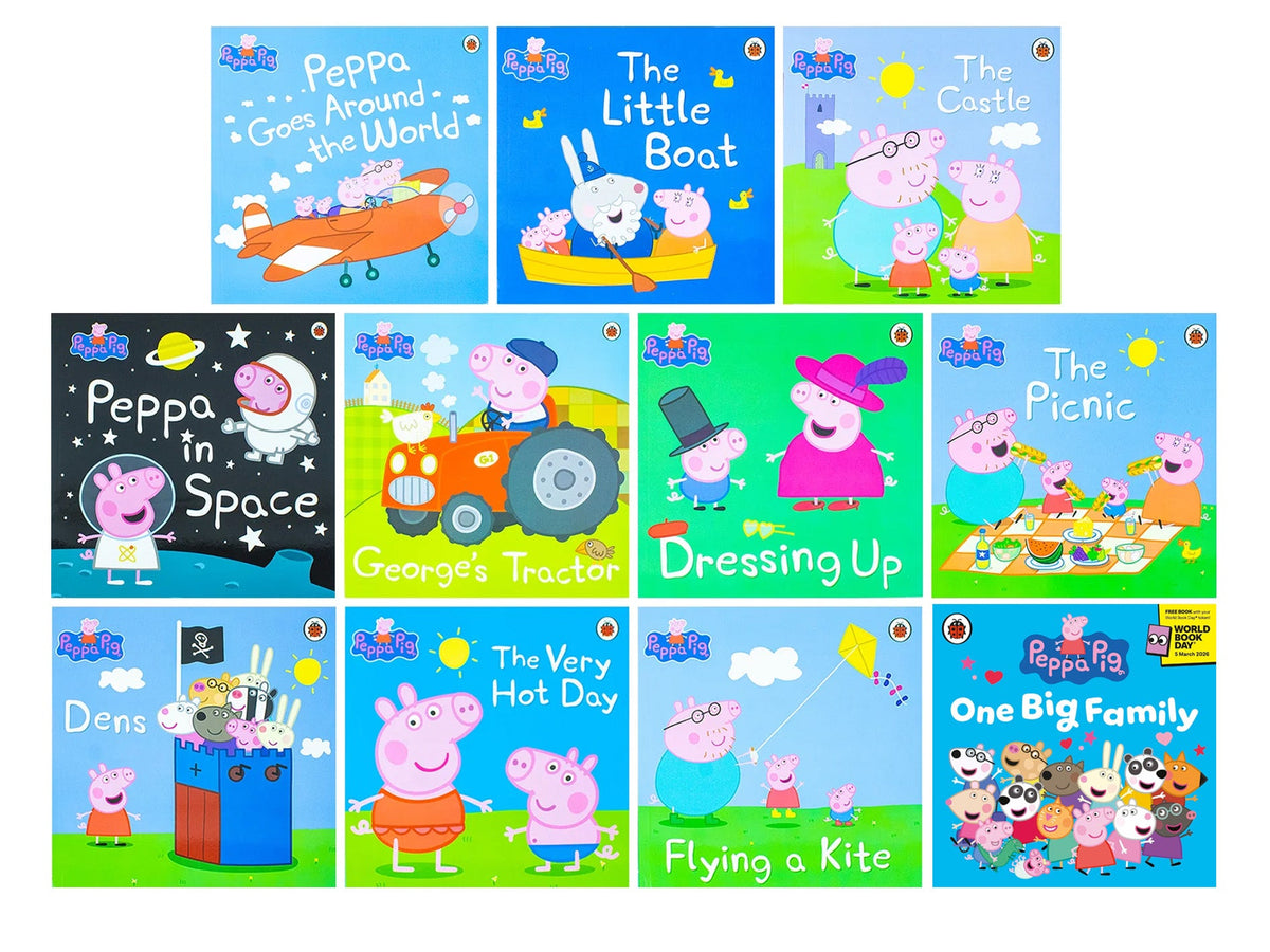 Peppa Pig Series 11 books Children's Picture Book Set Collection By Ladybird- Includes Peppa Pig: One Big Family (A World Book Day 2026 MINI BOOK), Peppa In Space AND MORE! | Paperback
