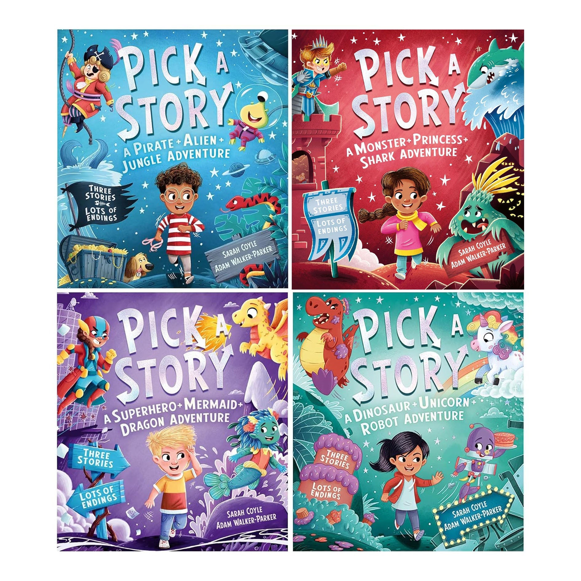 Pick a Story Series 4 Books Collection Set by Sarah Coyle (Pick a Story A Pirate Alien Jungle Adventure, A Dinosaur Unicorn Robot Adventure & More)