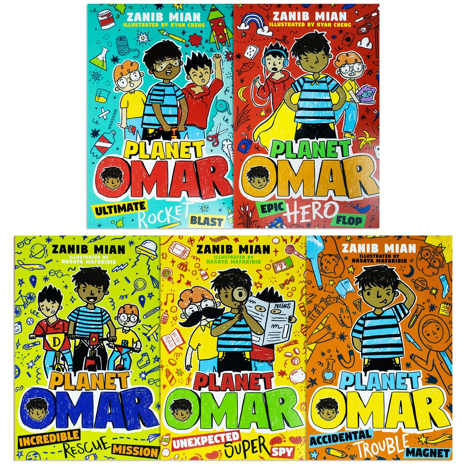 Planet Omar 5 Books Box Set By Zanib Mian(Rocket Blast,Hero Flop,Rescue Mission,Super Spy,Trouble Magnet)