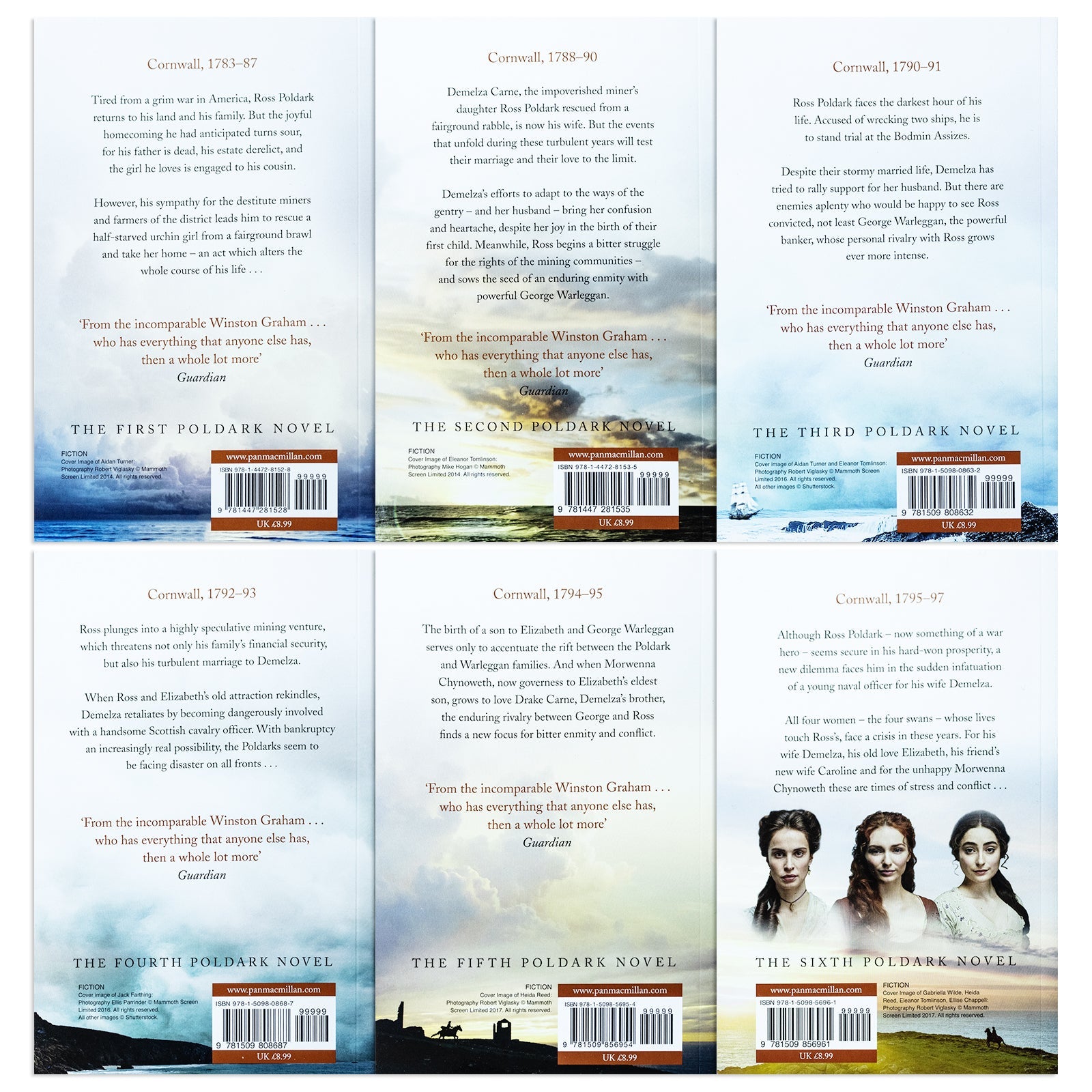 Poldark 6 Books Collection Set (1-6) by Winston Graham – Historical Fiction, Family Saga, Romance & Adventure | Classic British Drama Set in Cornwall