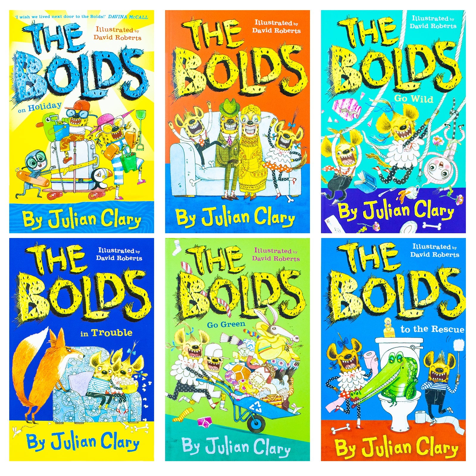 Julian Clary Bolds Series 6 Books Collection Set (The Bolds, The Bolds to The Rescue, The Bolds in Trouble, The Bolds Go Green, The Bolds Go Wild, The Bolds On Holiday)