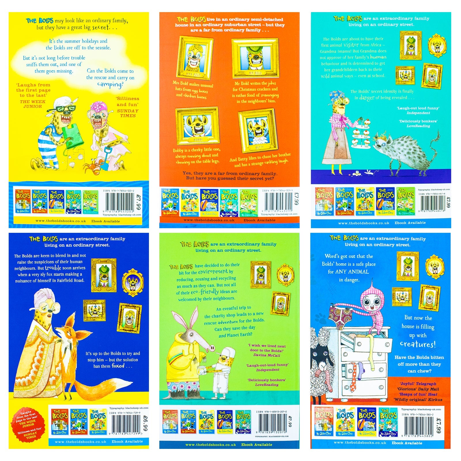 Julian Clary Bolds Series 6 Books Collection Set (The Bolds, The Bolds to The Rescue, The Bolds in Trouble, The Bolds Go Green, The Bolds Go Wild, The Bolds On Holiday)