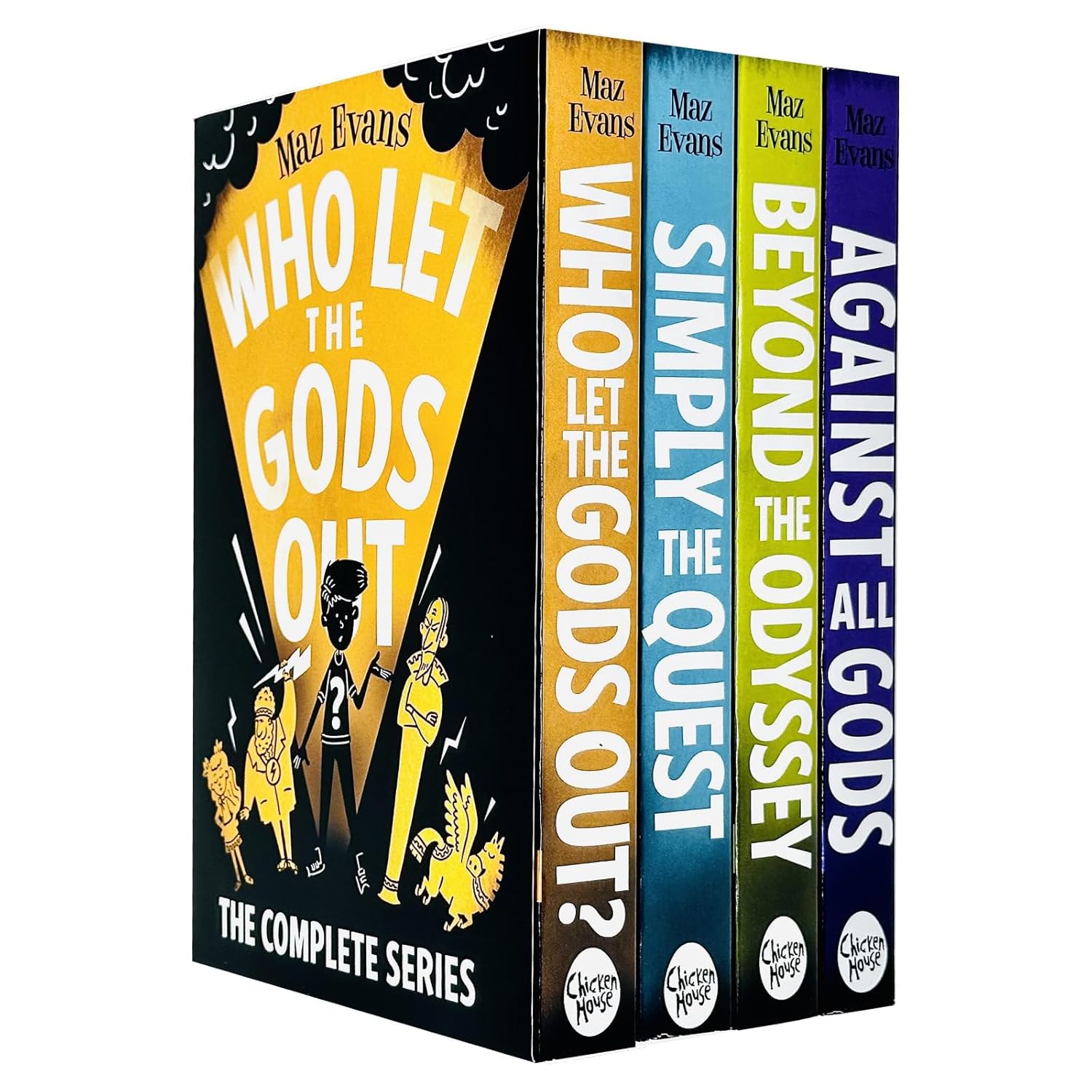 Who Let the Gods Out Series 4-Book Set by Maz Evans | Funny Childrenās Fantasy Adventure, Mythology, Chapter Books for Young Readers & Kids' Fiction
