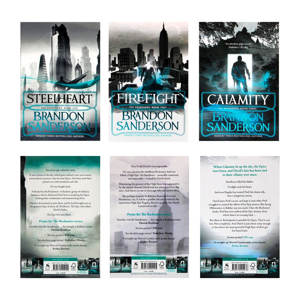 Brandon Sanderson Reckoners Series 3 Books Set – Steelheart, Firefight, Calamity | YA Fantasy Fiction, Action, Heroes, Superpowers