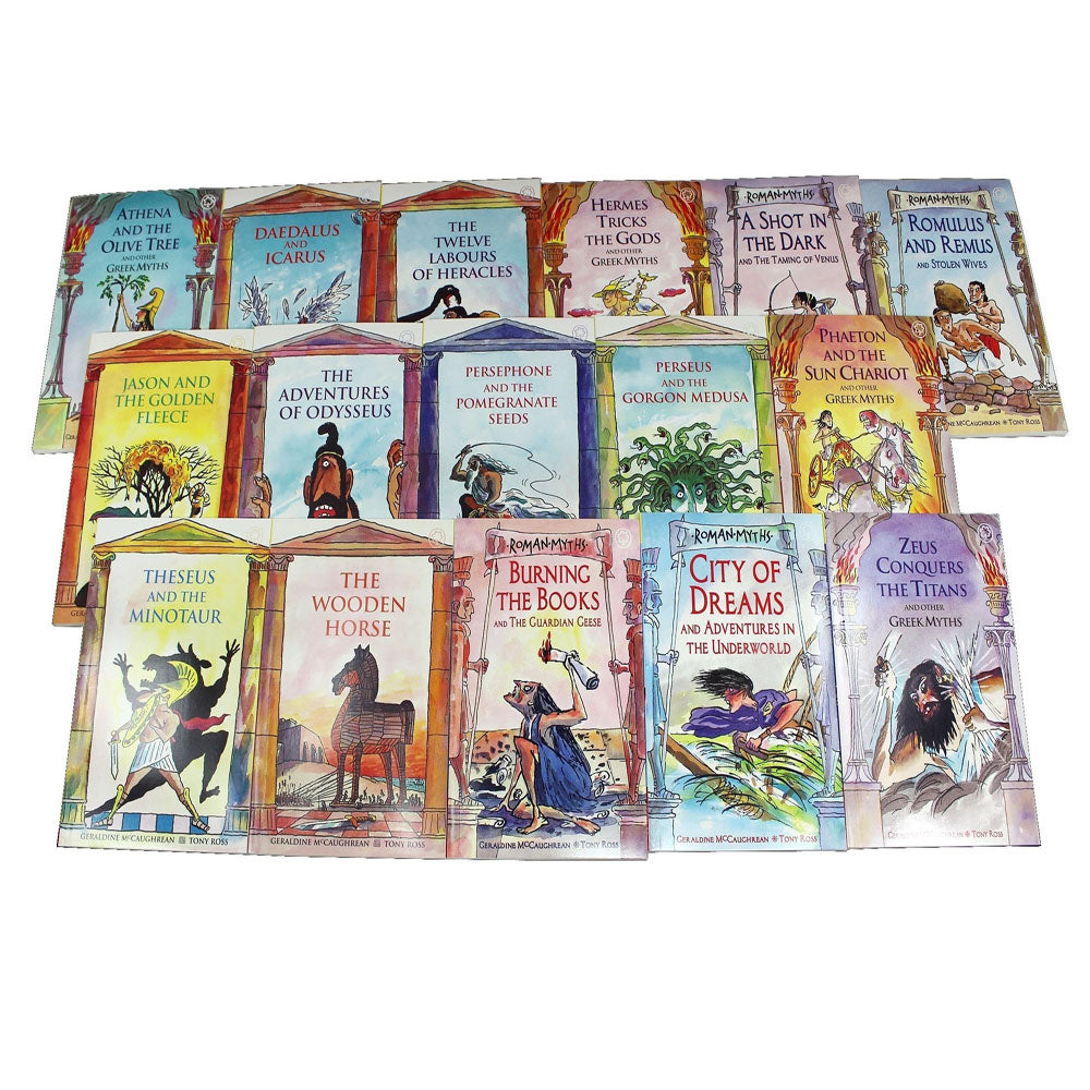 Ancient Myths 16 Books Collection Set by McCaughrean & Ross – Mythology Paperback Book Series, Legendary Tales, Folklore, Fiction & Classic Stories