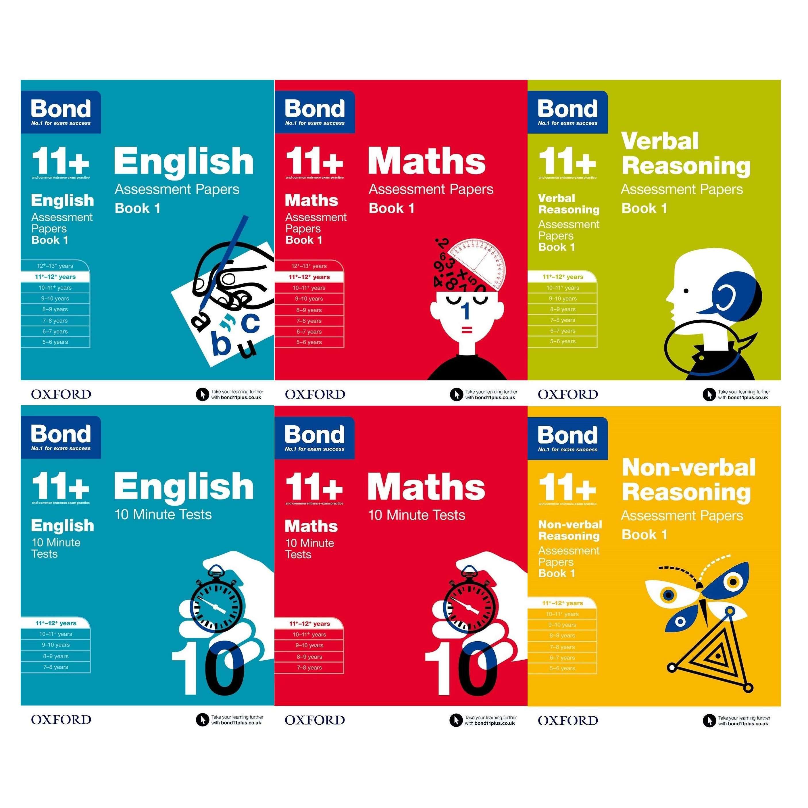 Bond 11+ English, Maths & Verbal 6-Book Set – Essential Assessment & Practice Tests for Ages 11-12+ to Boost Skills & Prepare for School Success!