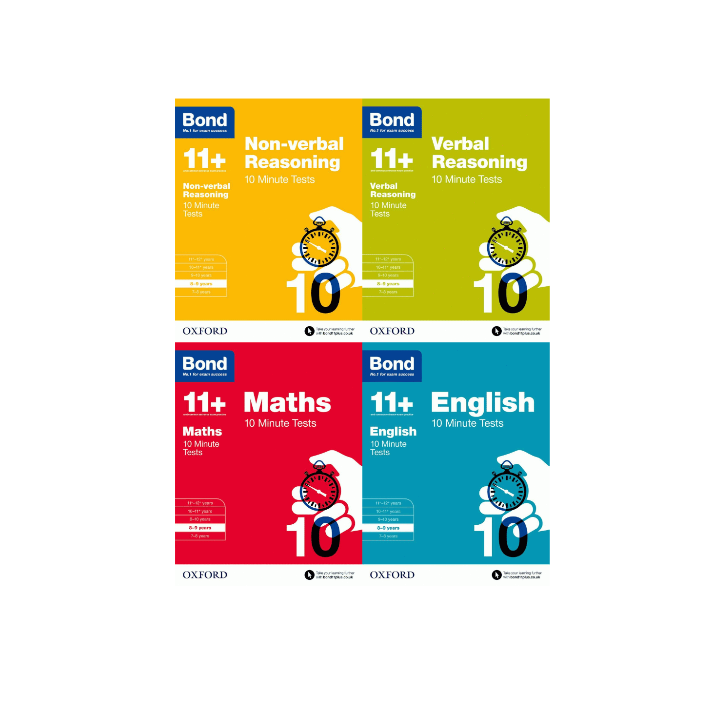 Bond 11+ Maths, English & More 10-Minute Tests – Ages 8-9 | Educational Practice Workbooks for Kids’ Learning, Assessment & School Success
