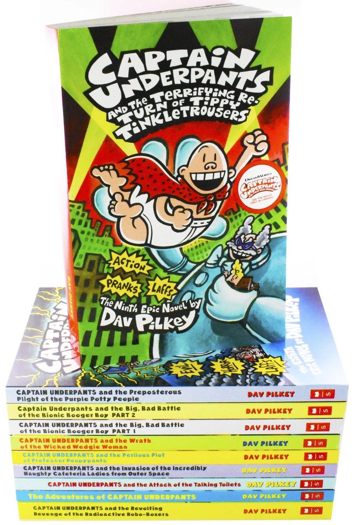 Captain Underpants Series 12 Books Collection Set by Dav Pilkey (Books 1-12) - Hardcover