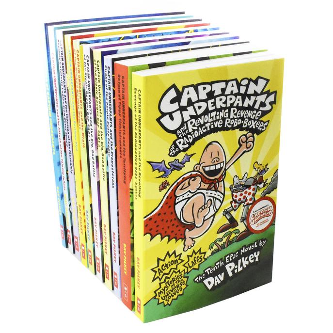 Captain Underpants Series 12 Books Collection Set by Dav Pilkey (Books 1-12) - Hardcover