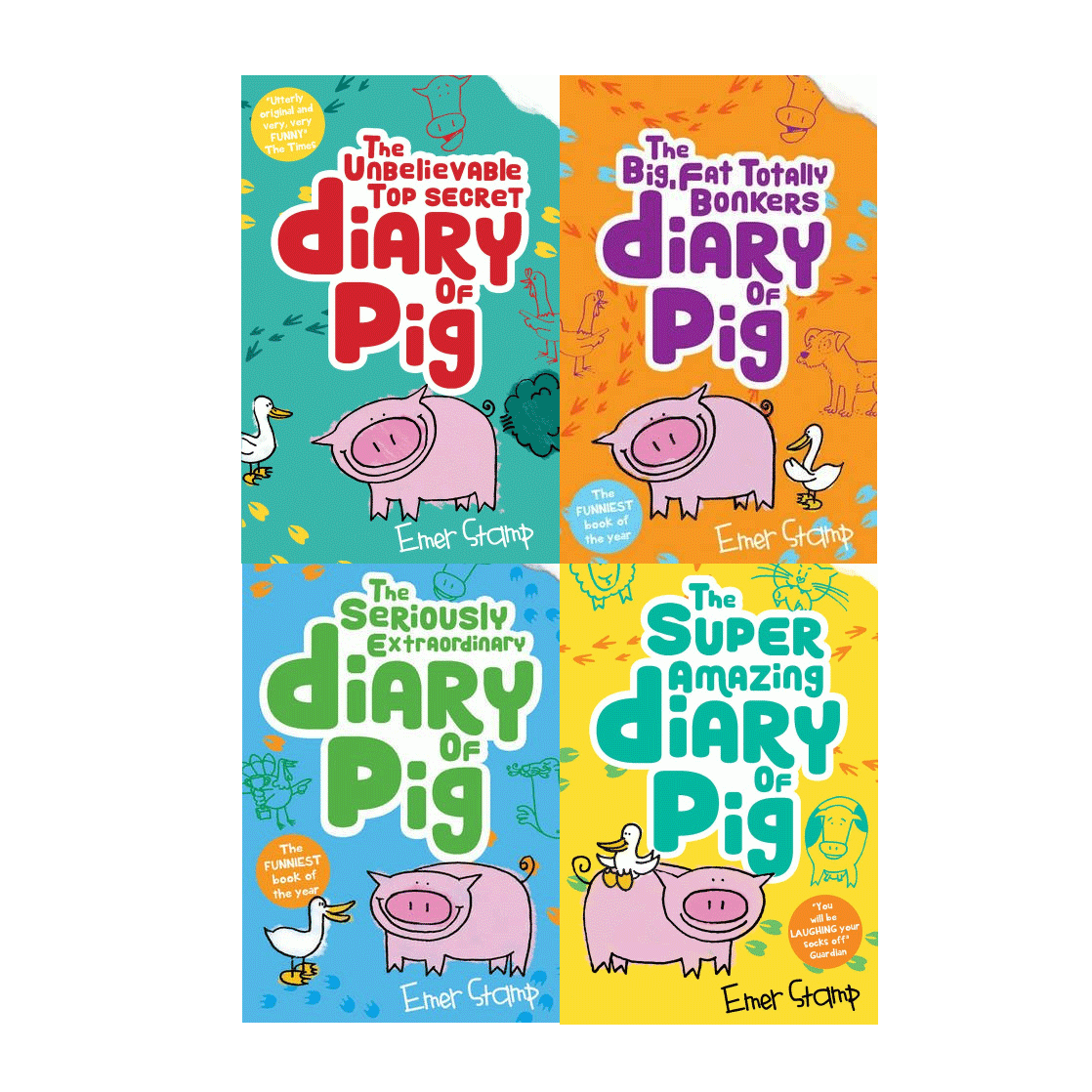 Emer Stamp 4-Book Collection – The Seriously Extraordinary Diary of Pig | Fun & Humorous Children's Fiction, Adventure & Animal Stories for Kids