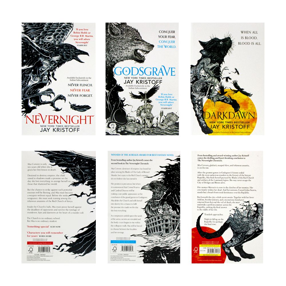 The Nevernight Chronicle Series 3 Books Collection Set by Jay Kristoff – Epic Fantasy Adventure Novels | Nevernight, Godsgrave & Darkdawn Book Set