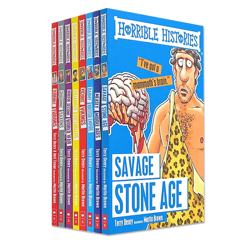Horrible Histories Series 1 Collection – 8-Book Set by Terry Deary: Fun & Educational History Books for Kids, Humorous Adventures & Learning Stories