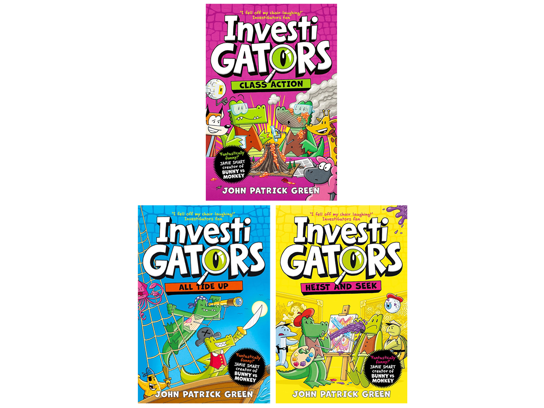 InvestiGators Series By John Patrick Green Collection 3 Books (All Tide Up, Class Action, Heist and Seek)