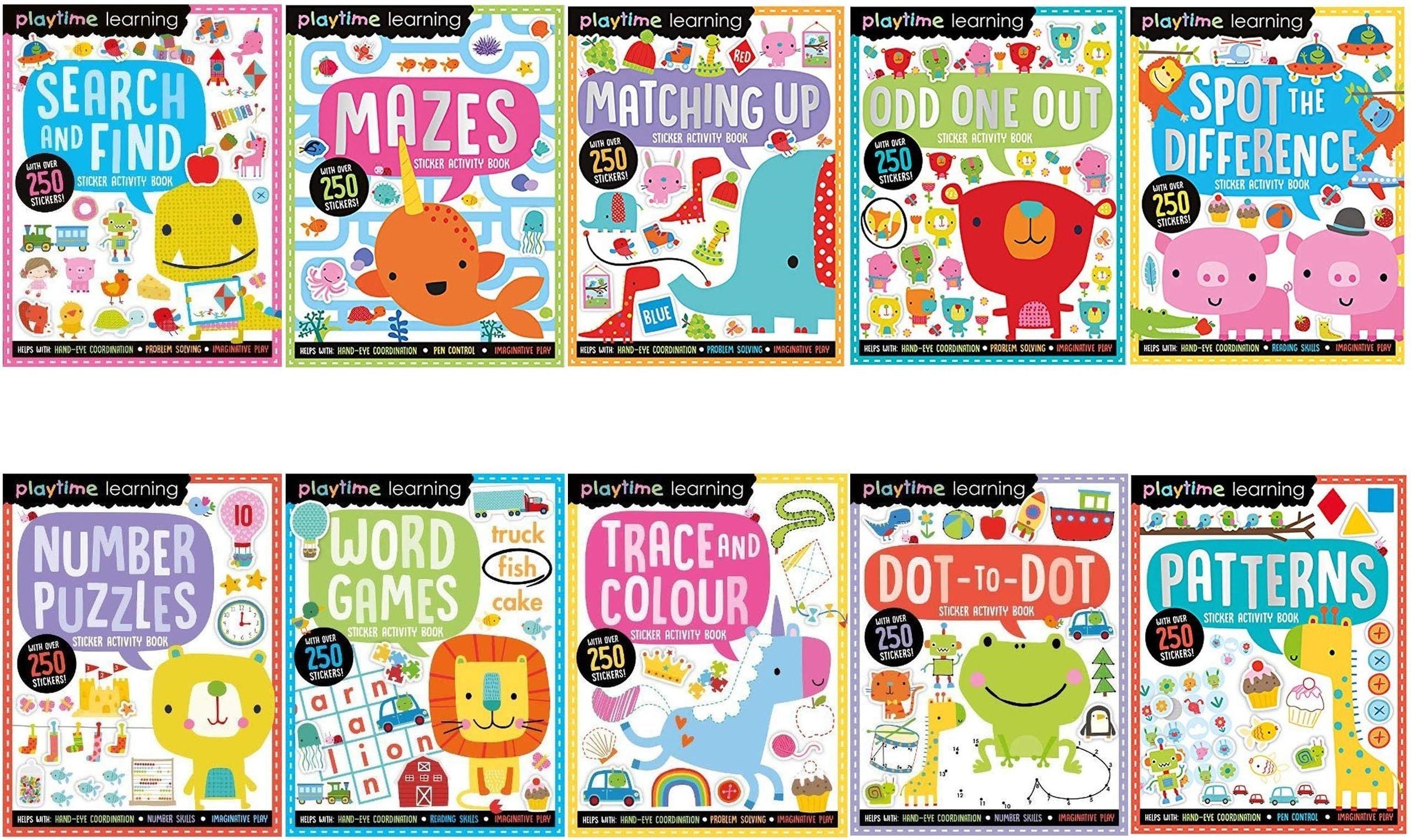 Playtime Learning Sticker Activity 10 Book Collection Set by Make Believe Ideas– Fun Educational Books for Toddlers,Preschool Learning & Creative Play
