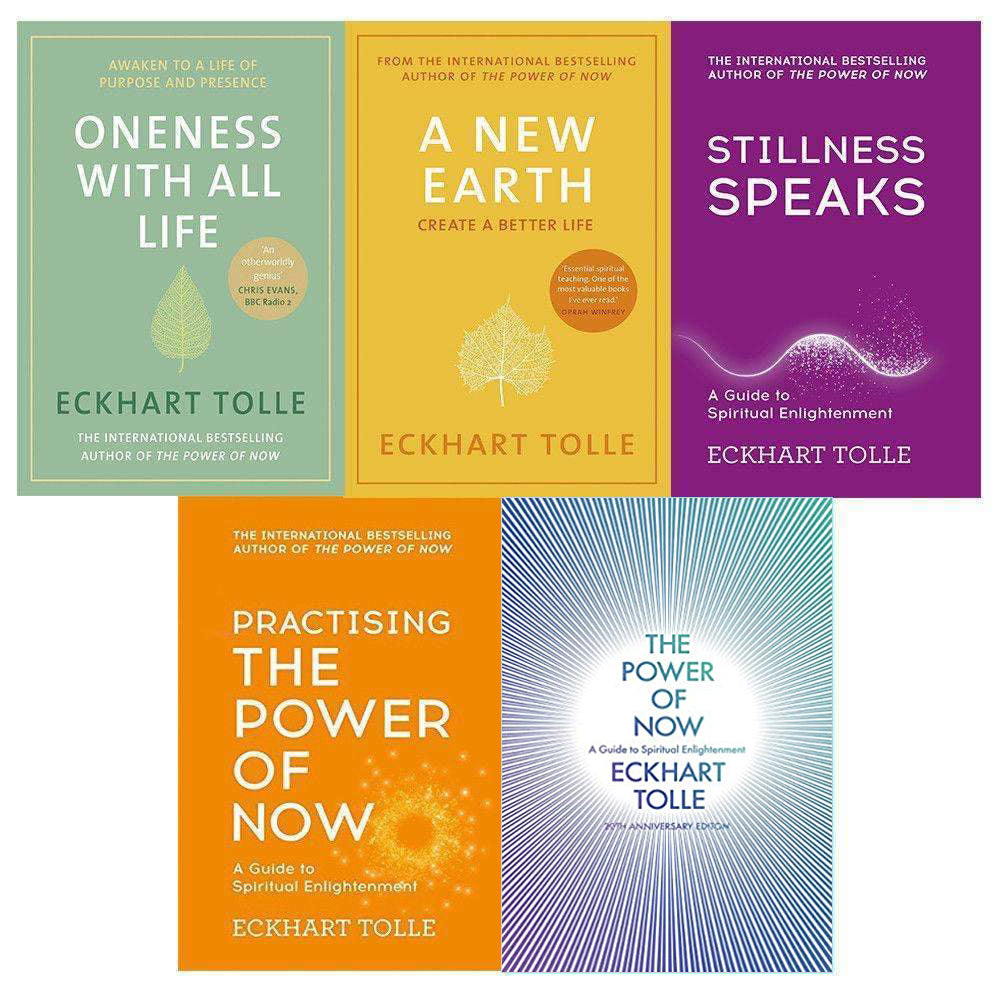 Eckhart Tolle 5 Books Collection Set Power of Now, Oneness With All Life, Practising The Power Of Now, Stillness Speaks and A New Earth Paperback