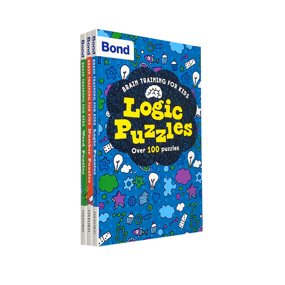Bond Puzzle Brain Training for Kids – 3 Book Collection Set | Fun Word, Number & Logic Puzzles for Children | Educational Activities & Mental Skills