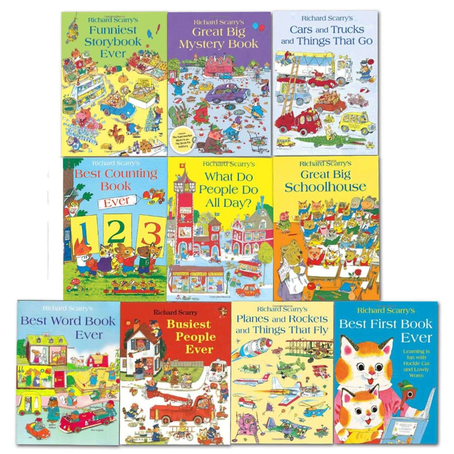 Richard Scarry Collection 10 Books Set – Best First Book Ever | Classic Children's Book Set for Early Learning & Fun Stories