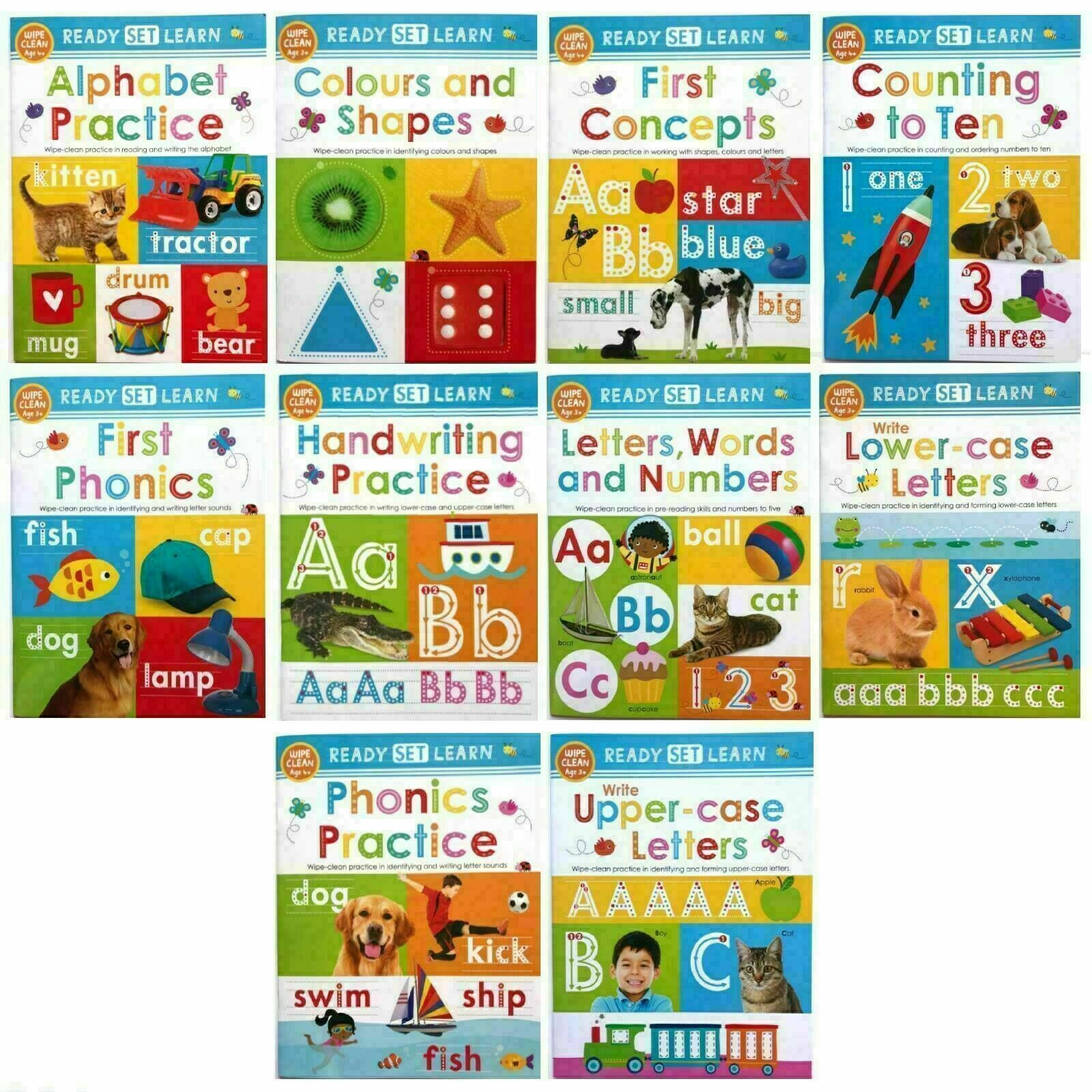 Ready Set Learn 10 Early Learning Wipe Clean Books Set – Interactive Preschool Activity Books for Fun Learning, Writing Practice & Skill-Building!