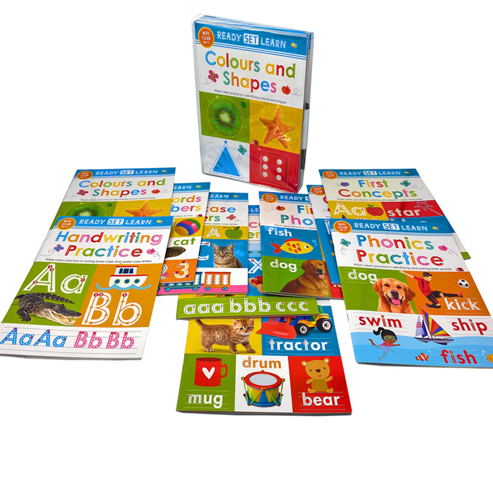 Ready Set Learn 10 Early Learning Wipe Clean Books Set – Interactive Preschool Activity Books for Fun Learning, Writing Practice & Skill-Building!
