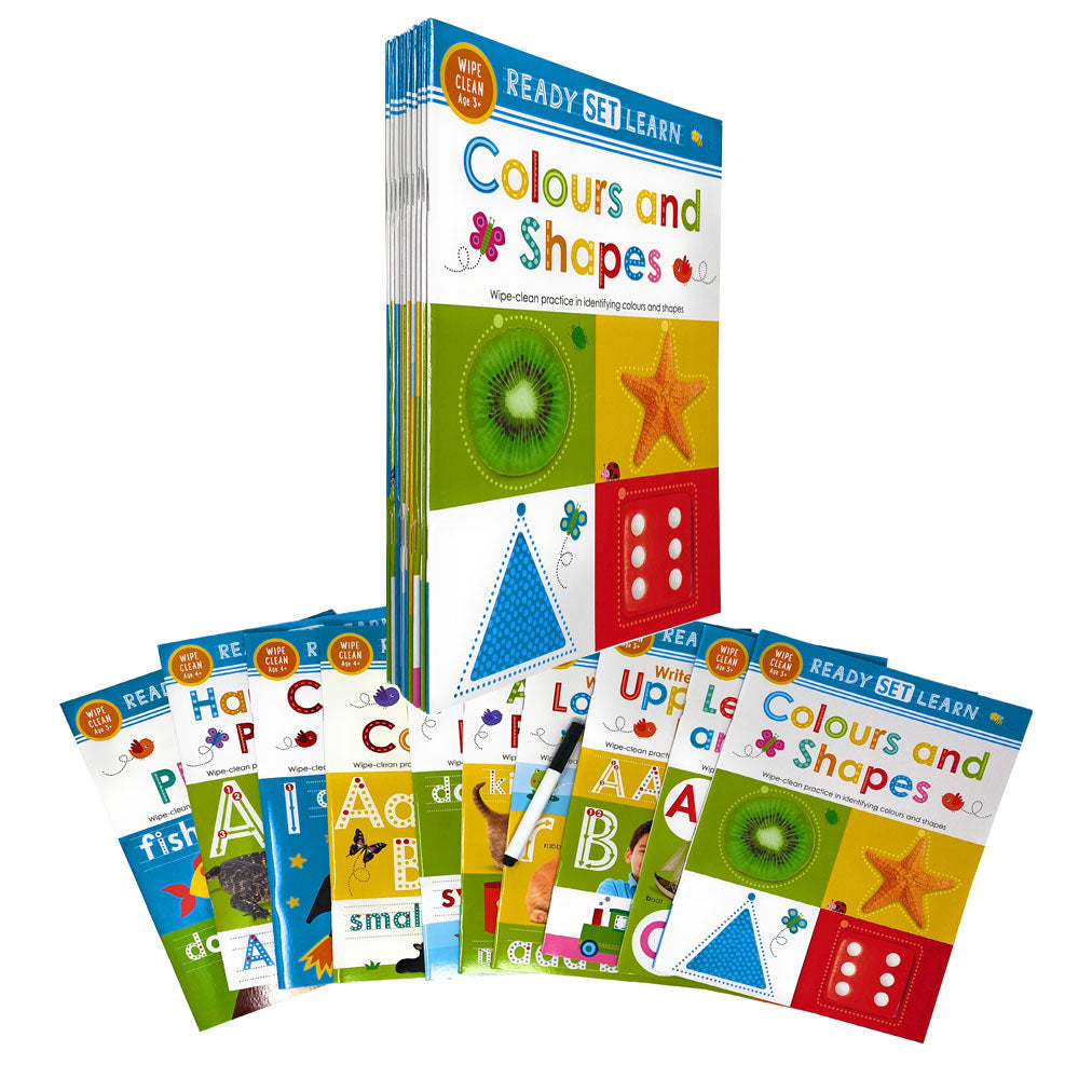 Ready Set Learn 10 Early Learning Wipe Clean Books Set – Interactive Preschool Activity Books for Fun Learning, Writing Practice & Skill-Building!