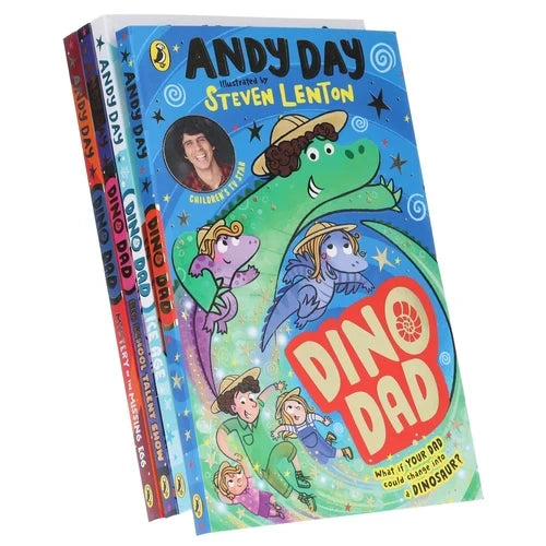 Dino Dad Series 4 Books Collection Set By Andy Day (Dino Dad, Ice Age, Big School Talent Show and Mystery of the Missing Egg) | Paperback