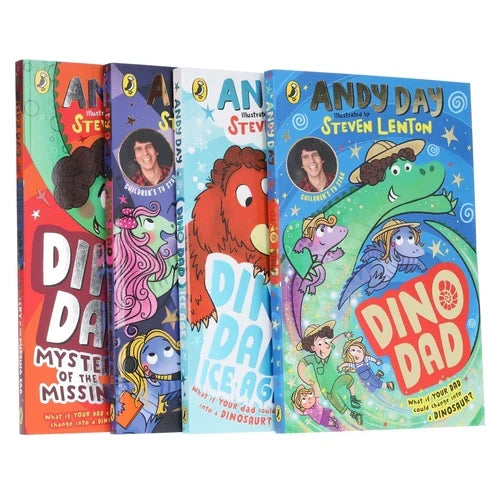 Dino Dad Series 4 Books Collection Set By Andy Day (Dino Dad, Ice Age, Big School Talent Show and Mystery of the Missing Egg) | Paperback