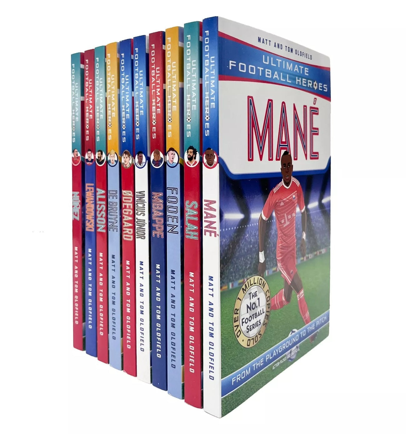 Ultimate Football Heroes Series 10 Books Collection Set By Matt and Tom Oldfield (New Set 2) (Mane, Salah, Foden, Mbappe, VinĂcius JĂșnior, Ădegaard , De Bruyne, Alisson, Lewandowski & NĂșñez)