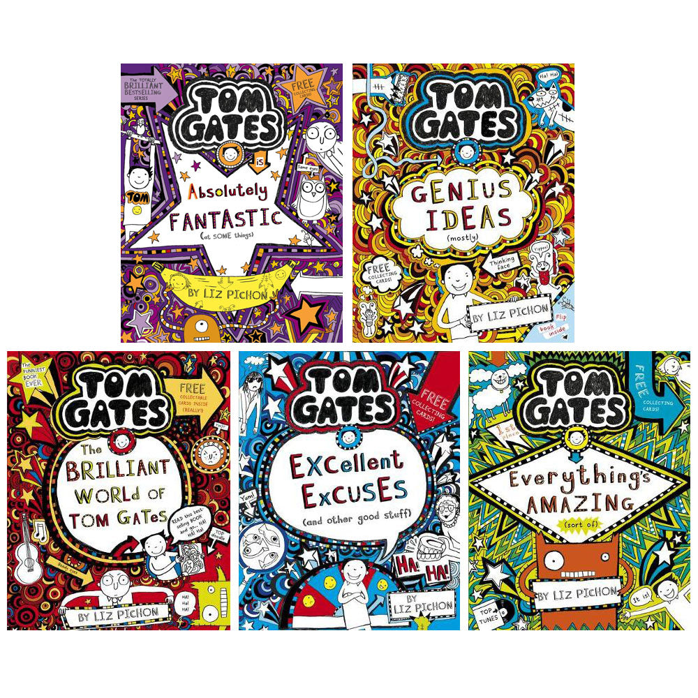 Tom Gates Series 1-5 Collection by Liz Pichon | Children's Humor & Adventure Book Set Fun Fiction for Kids Ages 8+ Scholastic Paperback Bundle