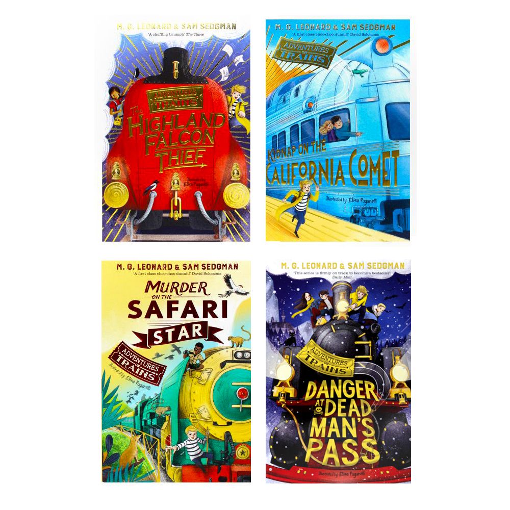 Adventures on Trains 4 Book Collection by M.G. Leonard & Sam Sedgman| Children's Mystery & Adventure Series Includes Danger at Dead Man's Pass & More