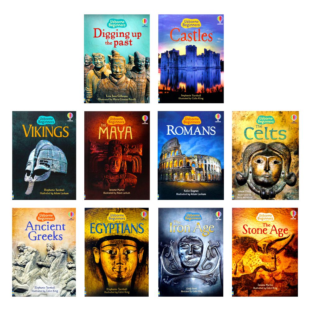 Usborne Beginners History 10 Book Collection Set (Romans, Vikings, Egyptians, Ancient Greeks, Stone Age & More)