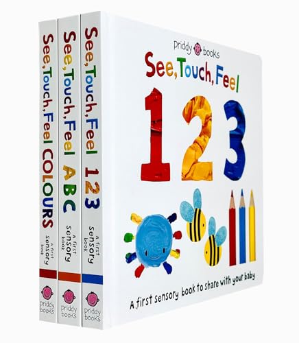 See, Touch, Feel First Sensory Book Collection 3 Books Set - See, Touch, Feel 123, ABC & Colours - Interactive Learning Books for Toddlers and Kids