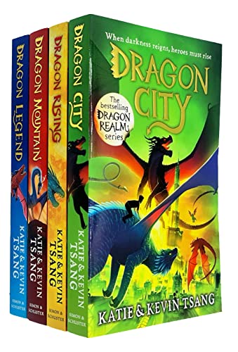 Dragon Realm Series 4 Books Collection Set By Katie Tsang, Kevin Tsang(Dragon Legend, Dragon Mountain, Dragon City and Dragon Rising)