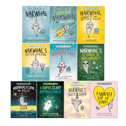 Narwhal and Jelly Series 1-10 Books Collection Set by Ben Clanton (A Waffle Lot of Love, Narwhal's Sweet Tooth, A Super Scary Narwhalloween, Narwhalicorn And Jelly and More)