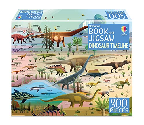 Dinosaur Timeline Adventure – 300-Piece Jigsaw & Fold-Out Fact Book by Rachel Firth| Usborne Book and Jigsaw Gift Set