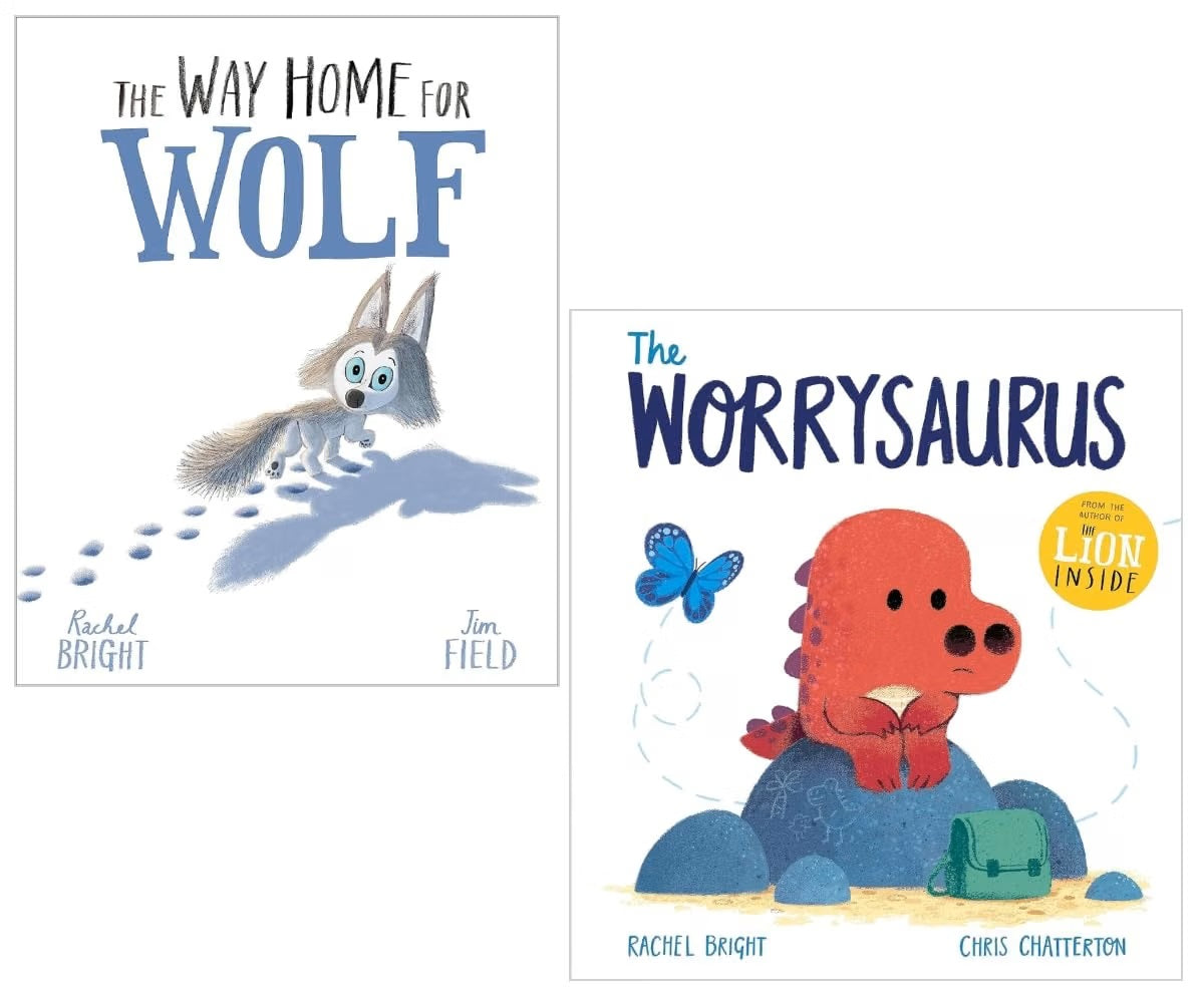 Rachel Bright 2 books set The Worrysaurus, The Way Home for Wolf