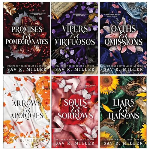 Monsters and Muses Series 6 Books Collection Set By Sav R. Miller (Promises and Pomegranates, Vipers and Virtuosos, Oaths and Omissions, Arrows and Apologies, Souls and Sorrows and Liars and Liaisons)