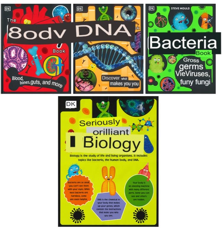 DK Seriously Brilliant Biology 3 books set by Steve Mould (The DNA Book, The Bacteria Book, The Body Book) | Hardback