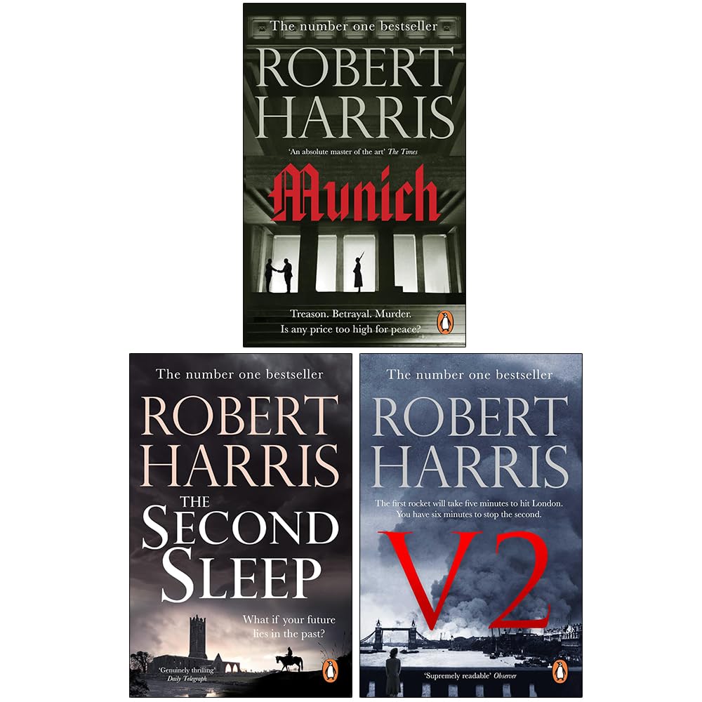 Robert Harris Collection – 3 Paperback Book Set (Munich, The Second Sleep, V2)