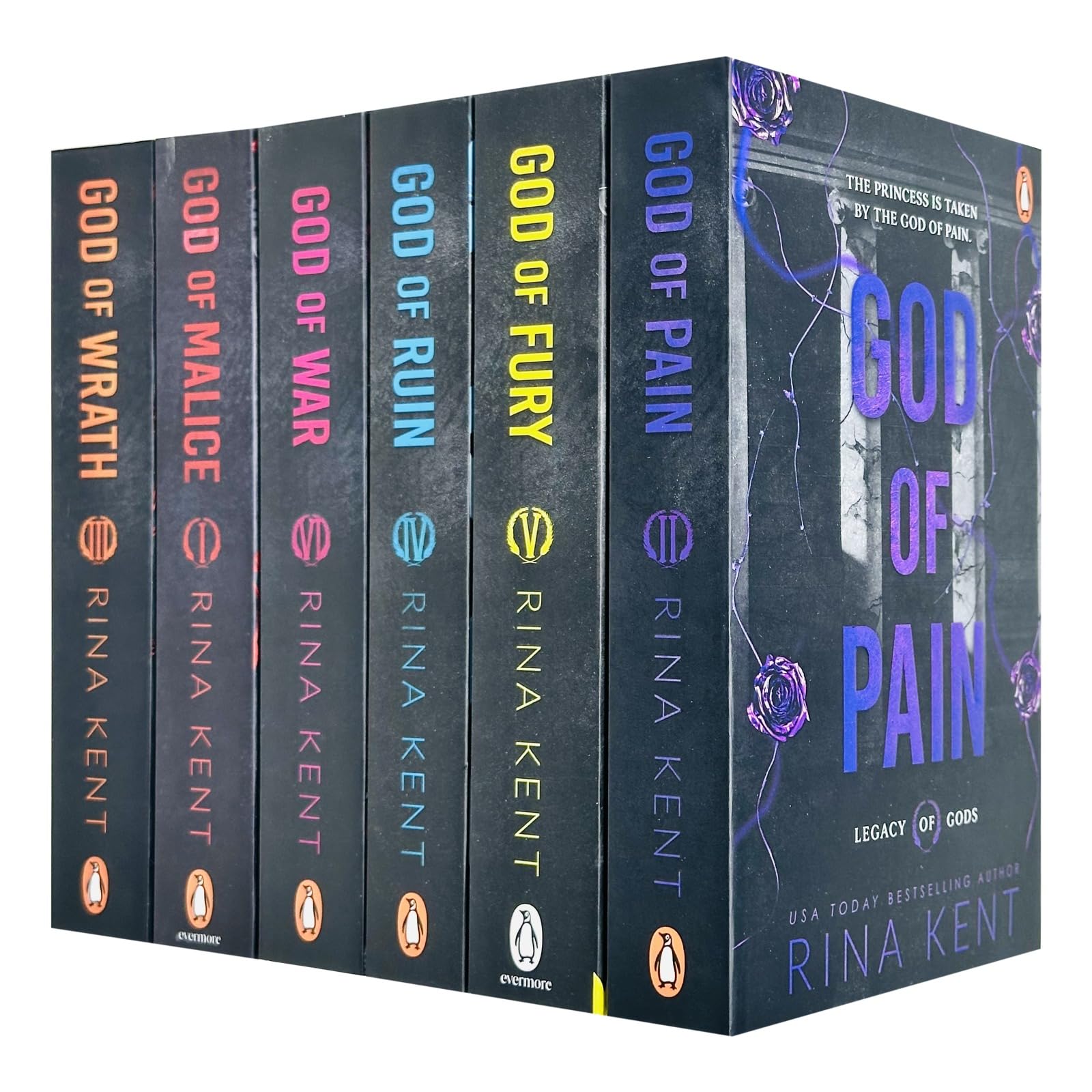 Legacy of Gods Series 6 Books Collection Set By Rina Kent (God of Pain, God of Fury, God of Ruin, God of War, God of Malice and God of Wrath)