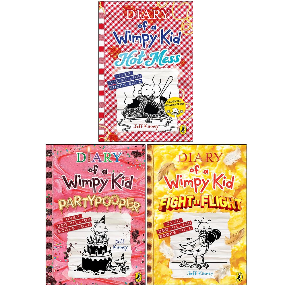 Diary of a Wimpy Kid Series 19-21 Collection 3 Books Set By Jeff Kinney (Hot Mess, Partypooper and Fight or Flight)
