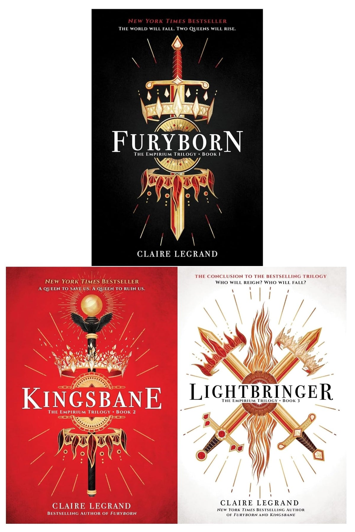 The Empirium Trilogy 3 Book Set by Claire Legrand – Furyborn, Kingsbane, Lightbringer – YA Epic Fantasy, Magic, Adventure, Supernatural Fiction
