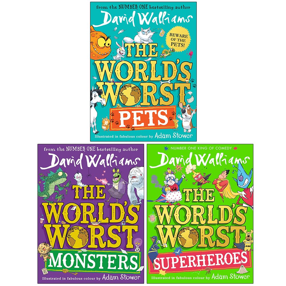 The World's Worst Series 6-8 Collection 3 Books Set By David Walliams (The World's Worst Pets, The World's Worst Monsters and The World's Worst Superheroes)