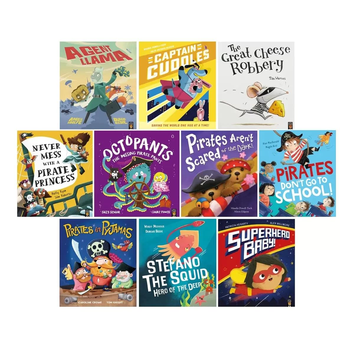 Pirates and Superheroes Series 10 Books Collection Set (Agent Llama, Captain Cuddles, The Great Cheese Robbery, Octopants, Pirates Don't Go to School, Pirates in Pyjamas, Superhero Baby! and MORE!)