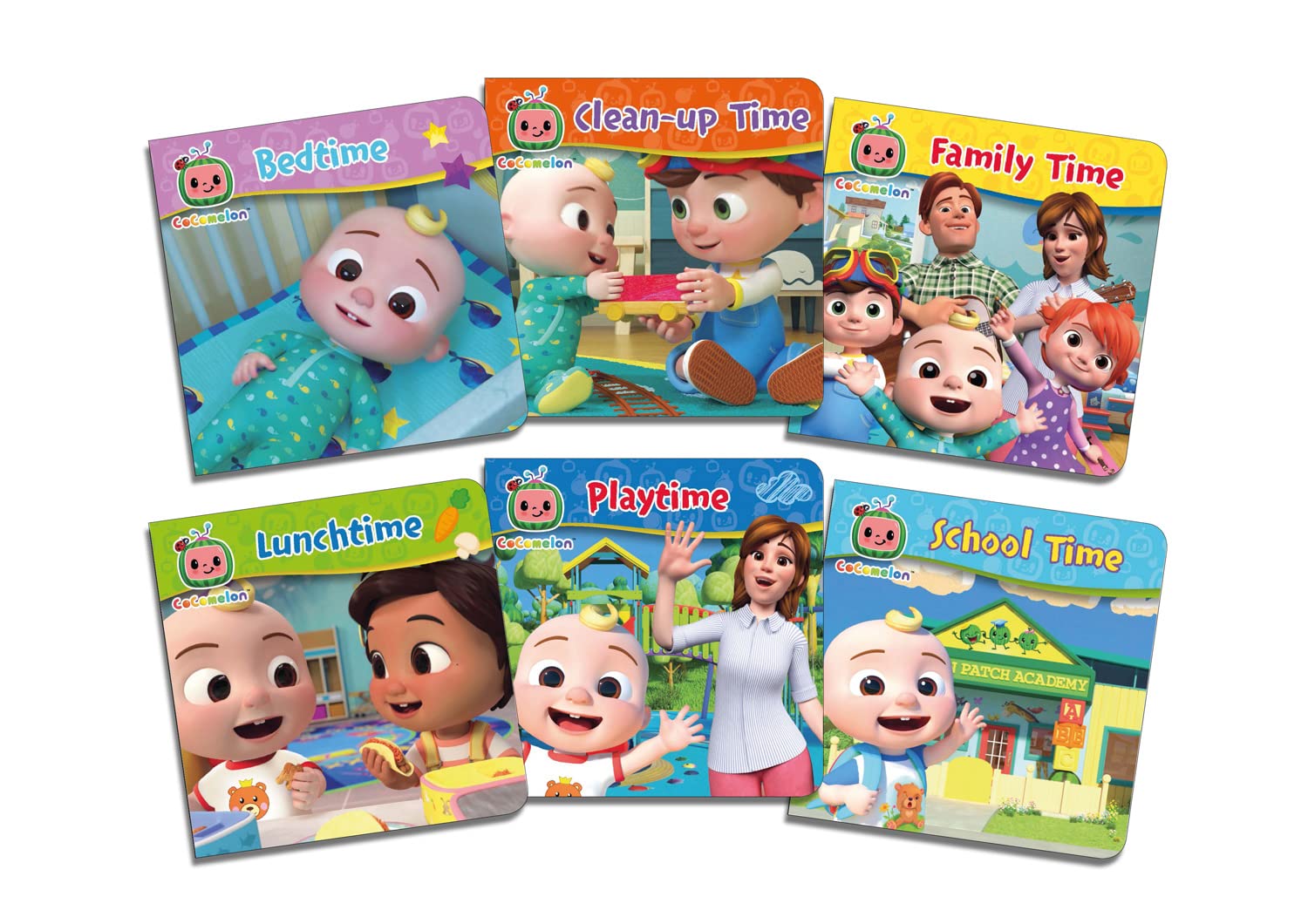Cocomelon Little Learners Pocket Library 12 Board Books Collection Set (Animals, Fruit And Vegetables, Weather, Days of the Week, Family Time and More)