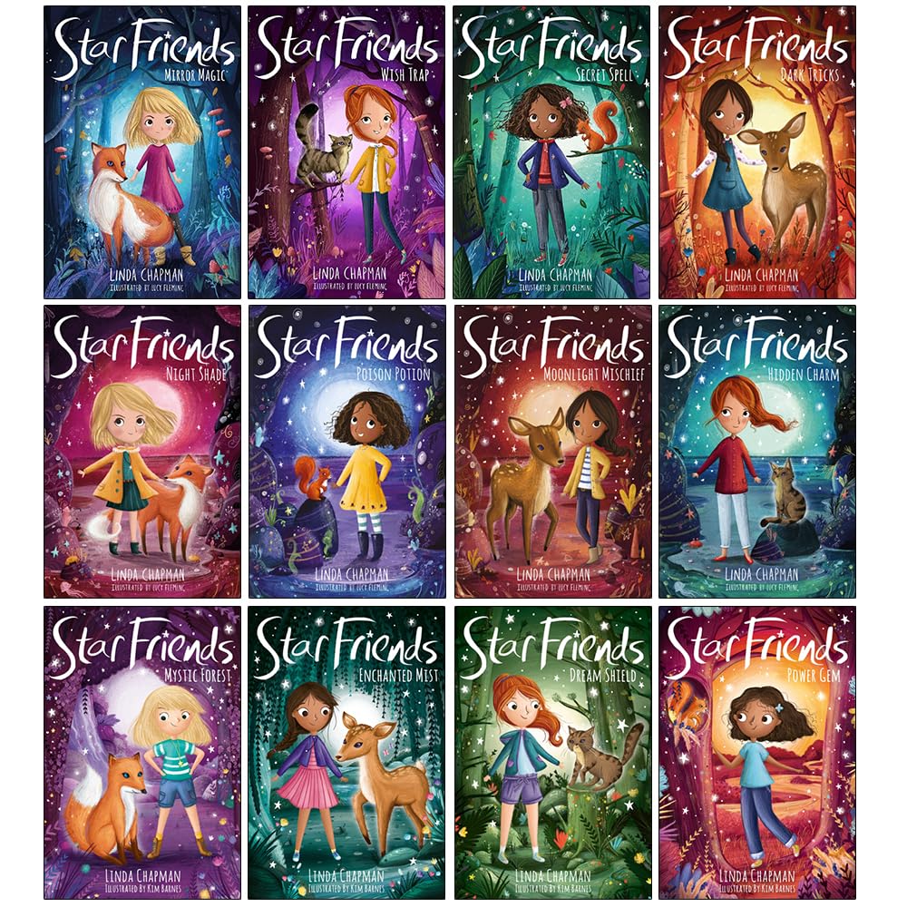 Star Friends Series 12 Books Collection Set By Linda Chapman (Mirror Magic, Wish Trap, Secret Spell, Dark Tricks, Night Shade, Poison Potion, Moonlight Mischief, Hidden Charm, Mystic Forest & More)